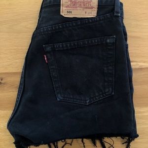Levi’s 501 black cutoff denim shorts